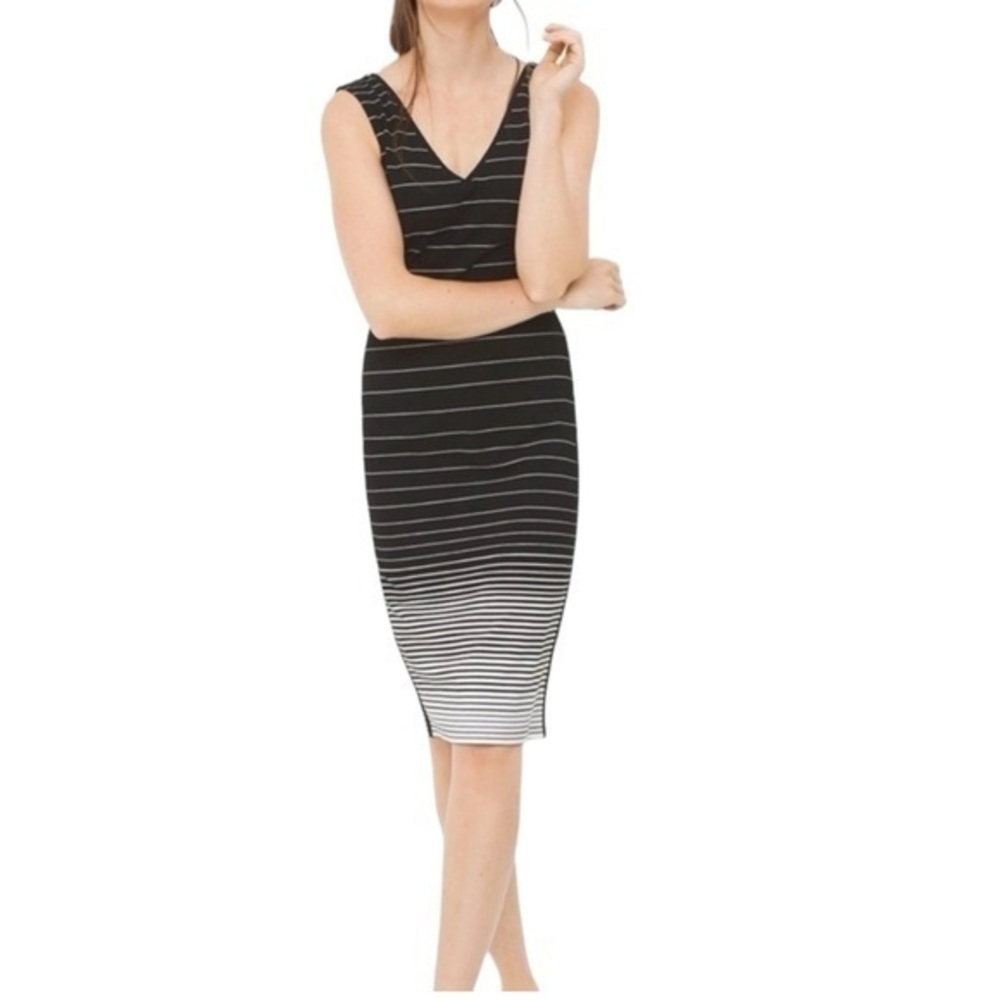 White House Black Market sleeveless black and white belted dress NWT size 14